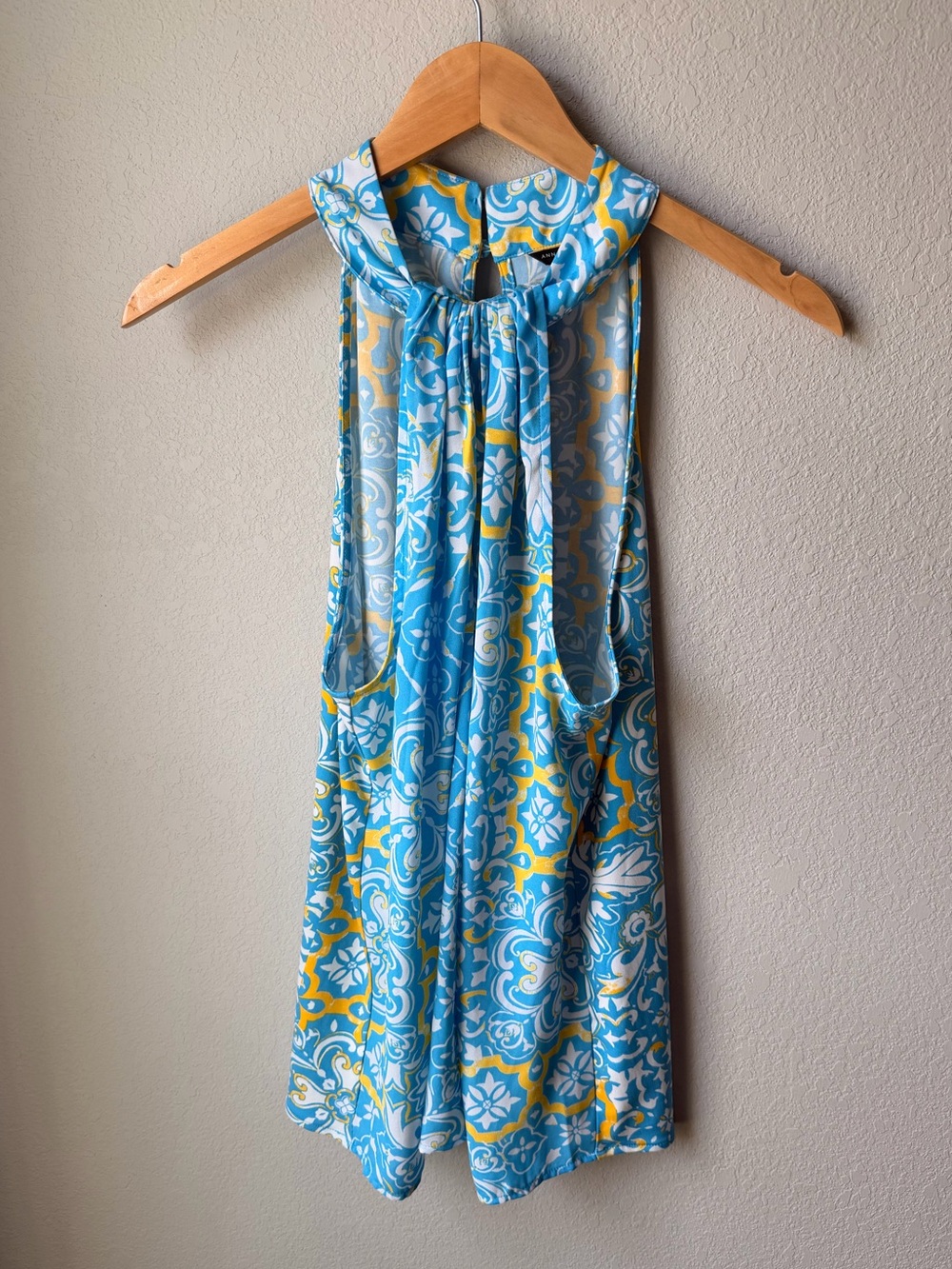 Ann Taylor Girls' Blue & Yellow Printed Halter Blouse